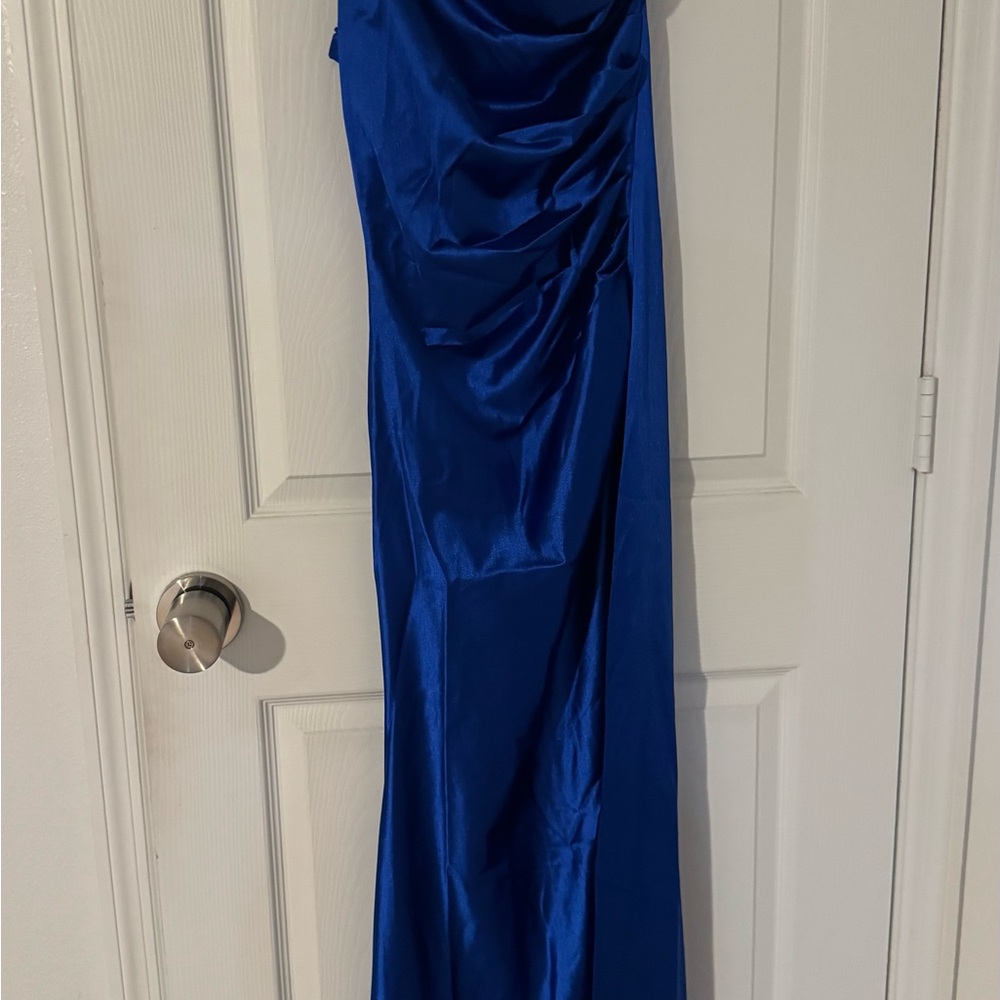 Elegant One Shoulder Blue Dress